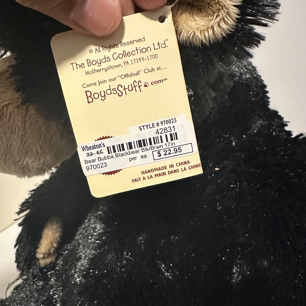 Vintage 2005 Boyds Black and Cream Plush Bear - Cozy Soft Collectible - Picture 3 of 5